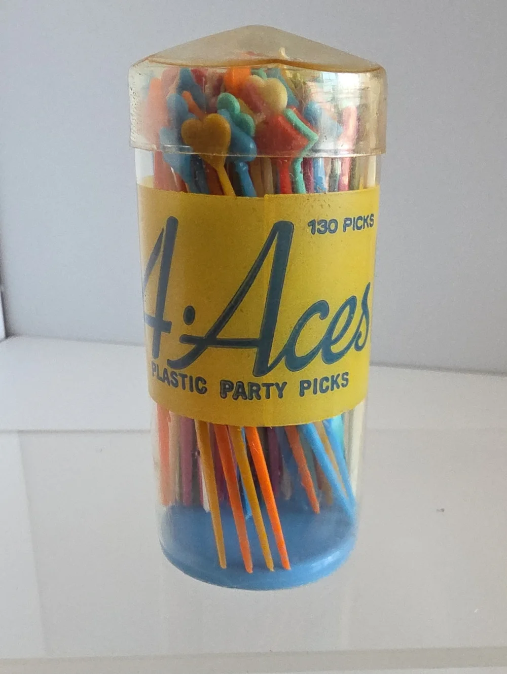 Vintage 60s 4-Aces Plastic Party Picks MCM Card Suit Cocktail Skewers 130 Count